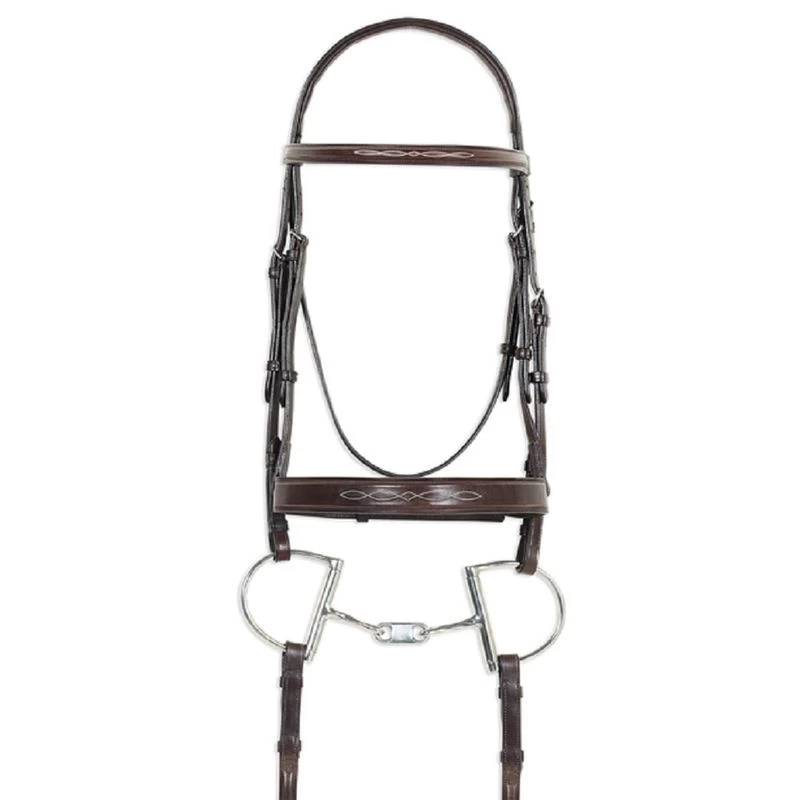 Pessoa PRO Fancy Stitched Wide Noseband Bridle - Dark Brown - Image 2