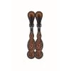 Western Rawhide Jim Taylor Performance Floral Tear Drop Spur Straps - Two Tone Brown