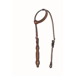 Western Rawhide Jim Taylor Performance Diamond Scallop One Ear Headstall - Two Tone Brown
