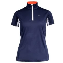 Horze Women's Trista Short Sleeve Sun Shirt - Peacoat Dark Blue/Grenadine Red