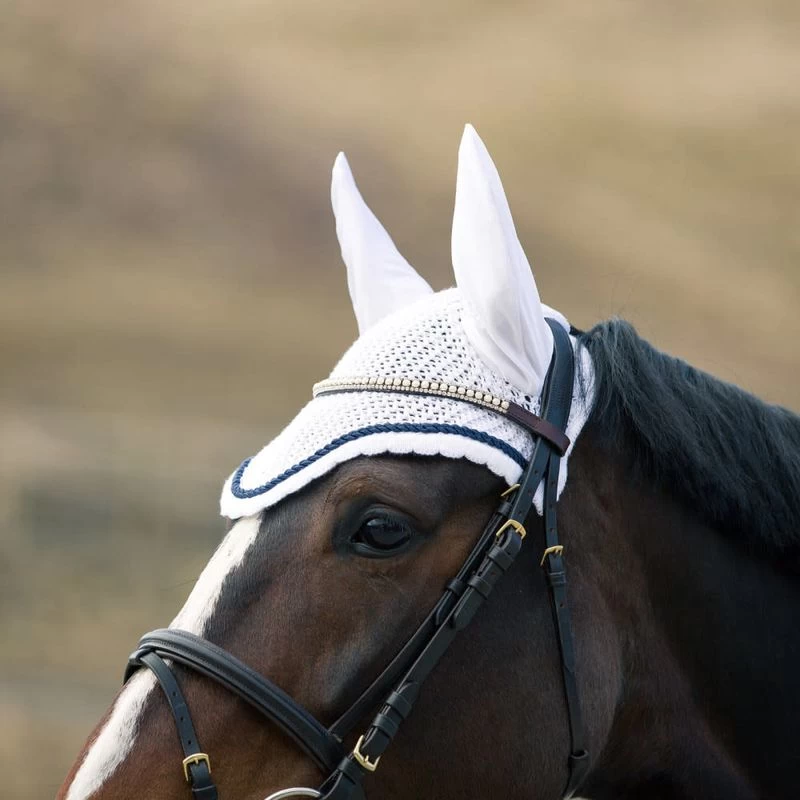 Horze River Ear Net - White/Peacoat Dark Blue - Image 2