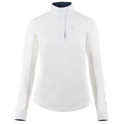 Horze Women's Blaire Long Sleeve Sun Show Shirt - White/Dark Navy