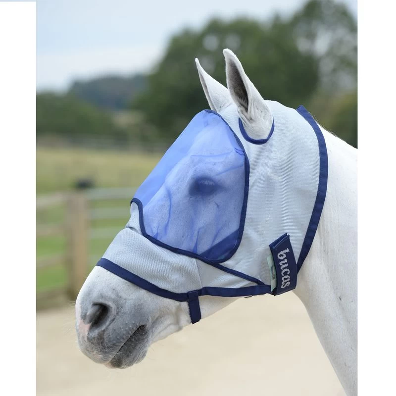 Bucas Buzz-Off Deluxe Fly Mask - Silver/Navy
