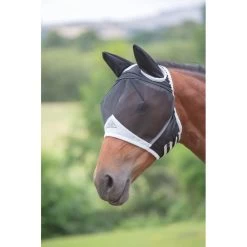 Shires Fine Mesh Fly Mask W/Ears - Black