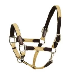 Harmohn Kraft Padded Web/Leather Halter W/Snap - Tan/Chocolate
