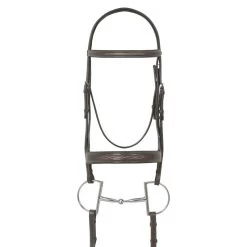 Ovation Elite Fancy Raised Flat Wide Noseband Traditional Crown - Dark Brown
