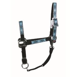 Western Rawhide Signature Pattern Halter W/Snap - Black/Rhombus