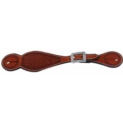 Western Rawhide Country Legend Spur Straps With Border - Chestnut