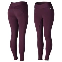 Horze Women's Active Winter Full Seat Tights - Eggplant Dark Purple
