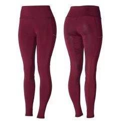 Horze Women's Roselina Full Seat Tights W/Crystal Details - Poppy Red