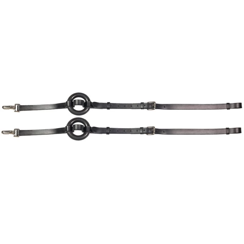 Horze Leather Side Reins W/Rubber Donuts - Black
