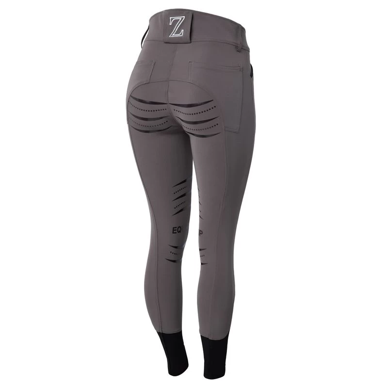 Horze Women's Full Seat Silicone Breeches W/Back Pocket Embroidery - Dark Grey - Image 2