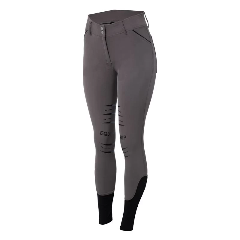 Horze Women's Full Seat Silicone Breeches W/Back Pocket Embroidery - Dark Grey - Image 3