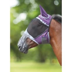 Shires Deluxe Fly Mask W/Nose Fringe - Purple