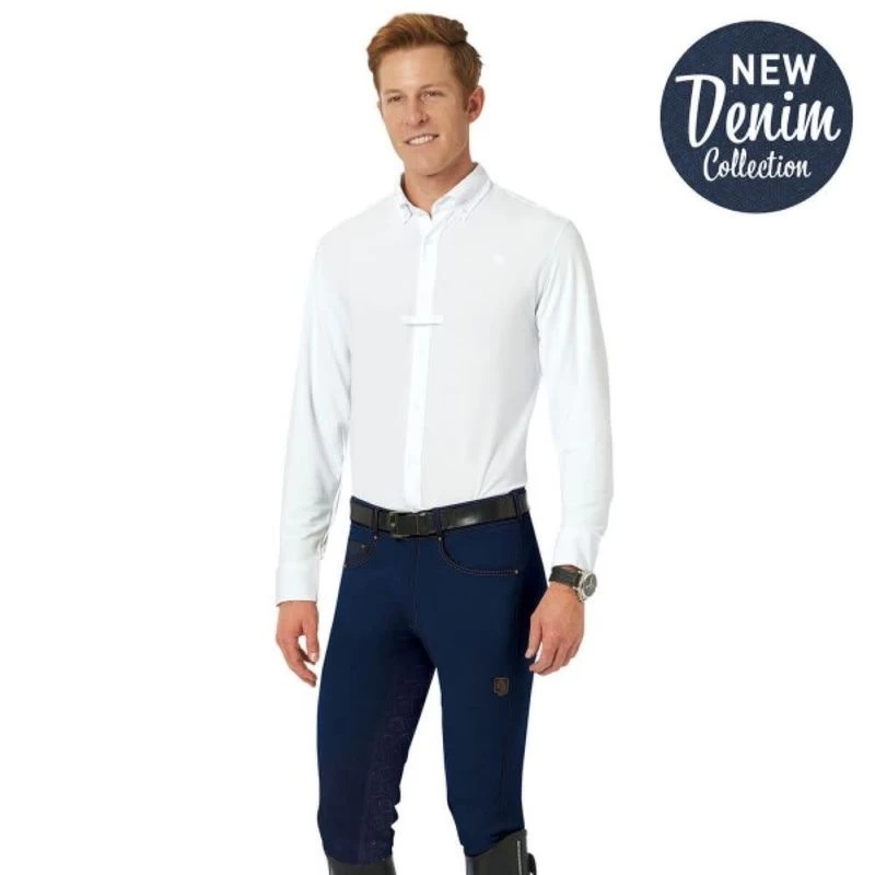 Romfh Men's Argento Denim 5 Pocket Full Grip Seat Breeches - Dark Rinse Denim