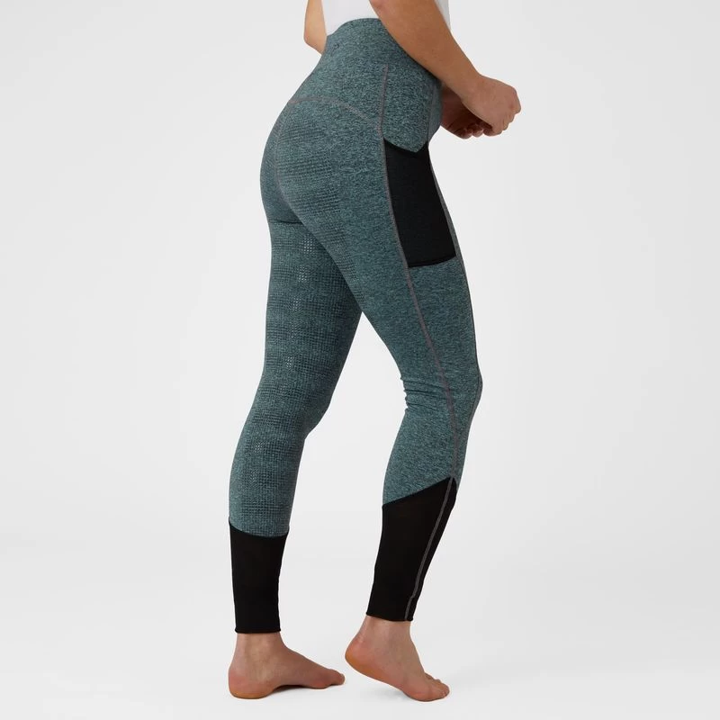 Horze Women's Selena Sporty Riding Tights W/Mesh Lower Leg - Light Blue/Montauk Navy - Image 3