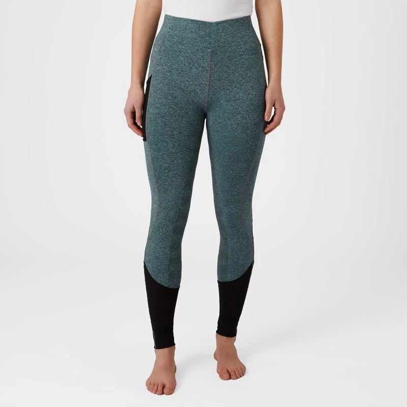 Horze Women's Selena Sporty Riding Tights W/Mesh Lower Leg - Light Blue/Montauk Navy - Image 4