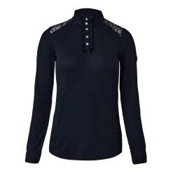 Horze Women's Sianna Long Sleeved Show Shirt W/ Lace Shoulders - Dark Navy