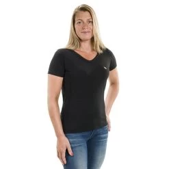 Back On Track Women's V Neck Tee Shirt - Black