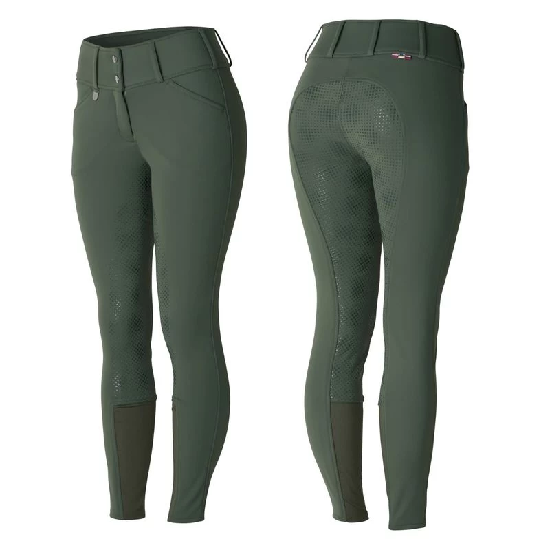 Horze Women's Grand Prix Full Seat Breeches - Thyme Green