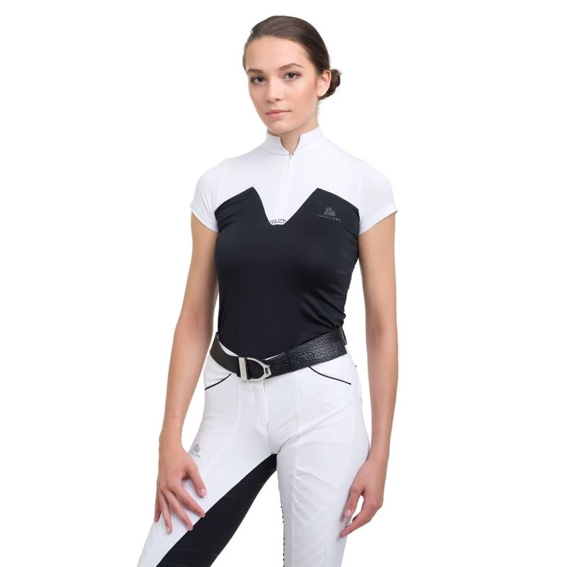 Cavalliera Women's POP Short Sleeve Show Shirt - White/Black