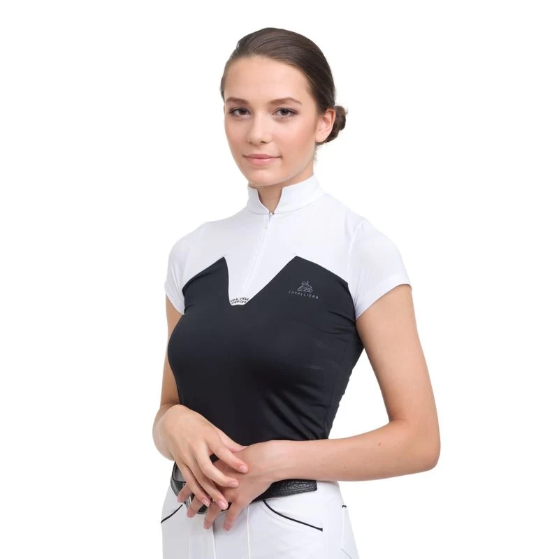 Cavalliera Women's POP Short Sleeve Show Shirt - White/Black - Image 2