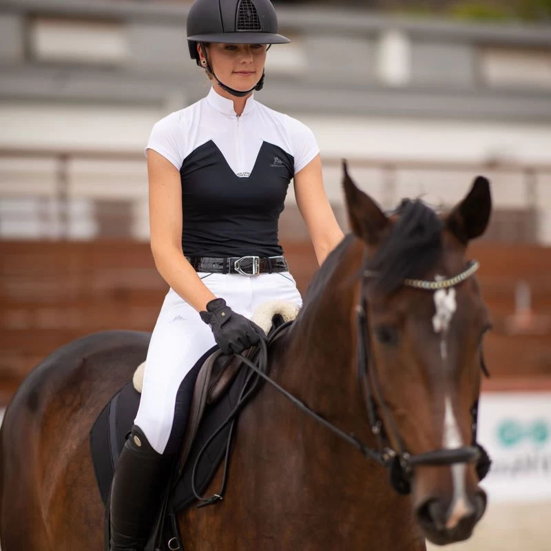 Cavalliera Women's POP Short Sleeve Show Shirt - White/Black - Image 3