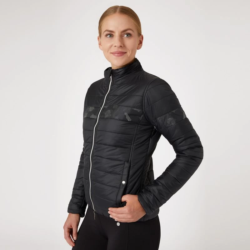 Horze Women's Luminox Padded Jacket W/Reflective Print - Black - Image 4