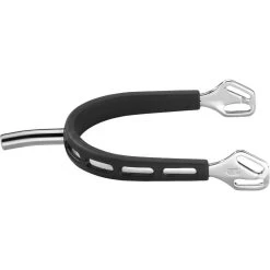 Herm Sprenger 35mm Flat Neck Ultra Fit Extra Grip Spurs - Stainless Steel/Black Grip