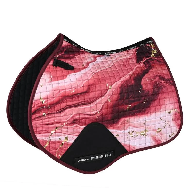 Weatherbeeta Prime Marble Shimmer Prime Saddle Pad - Maroon/Gold Swirl Marble