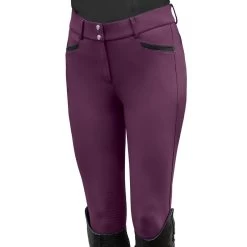 Ovation Women's Elegance Dynamic Knee Patch Breeches - Berry/Black