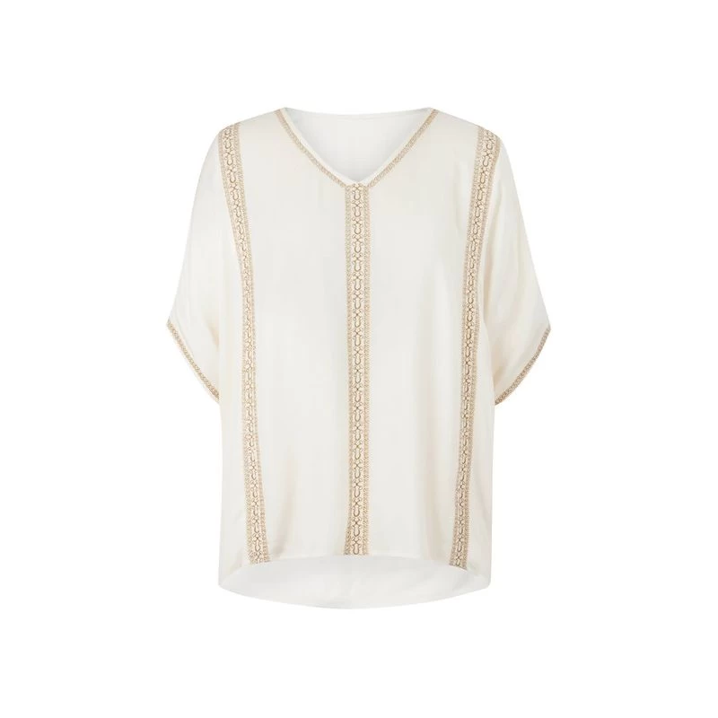 EQL Women's Embroidered EQ Stripe Top - Soft White