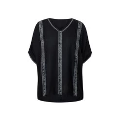 EQL Women's Embroidered EQ Stripe Top - Black