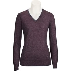 RJ Classics Women's Natalie V-Neck Sweater - Eggplant Heather