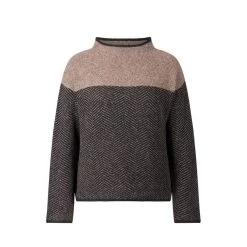 EQL Women's Funnel Neck Herringbone Sweater - Truffle