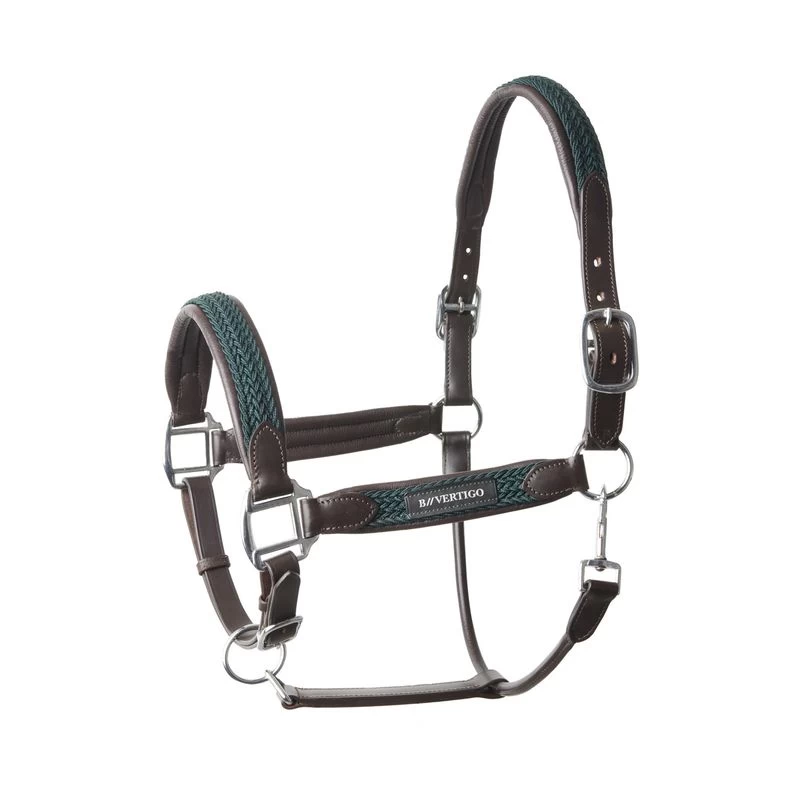B Vertigo Evolve Leather Halter W/Braided Accents - Jungle Green
