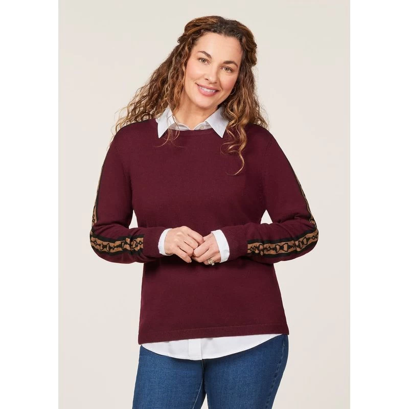 EQL Women's Snaffle Stripe Sweater - Sangria/Black - Image 2