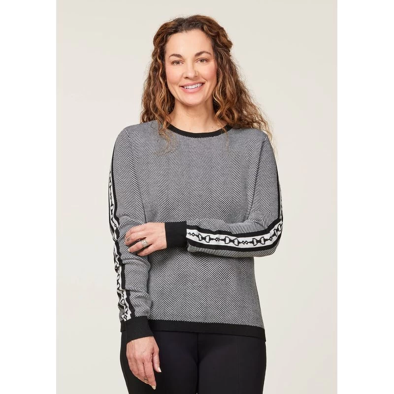 EQL Women's Snaffle Stripe Sweater - Black/White Herringbone - Image 2