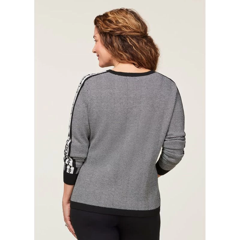 EQL Women's Snaffle Stripe Sweater - Black/White Herringbone - Image 3